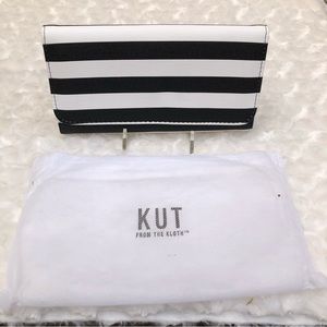 Kut From The Kloth Wallet Black/White Stripe Bi-fold NWOT
